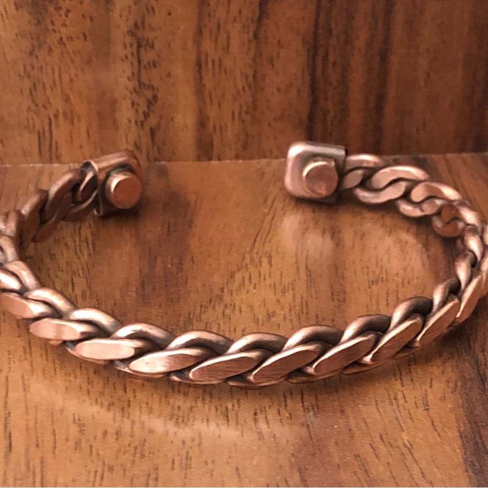 Pure Copper Heavy Twist Design Magnetic Bracelet Energy Cuff Bangle